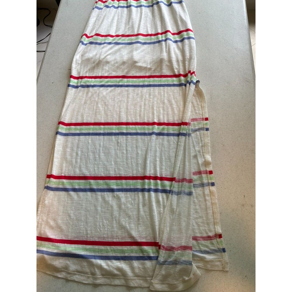 Splendid Sz M Long Striped Dress Side Slit Beachy Cruisewear Vacay - Picture 8 of 9